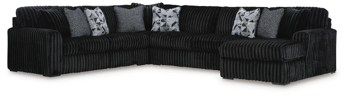 Midnight-Madness Sectional with Chaise - Onyx