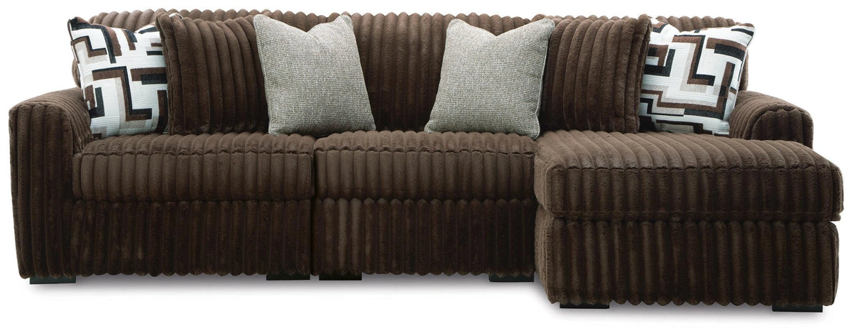 Midnight-Madness Sectional with Chaise - Chocolate