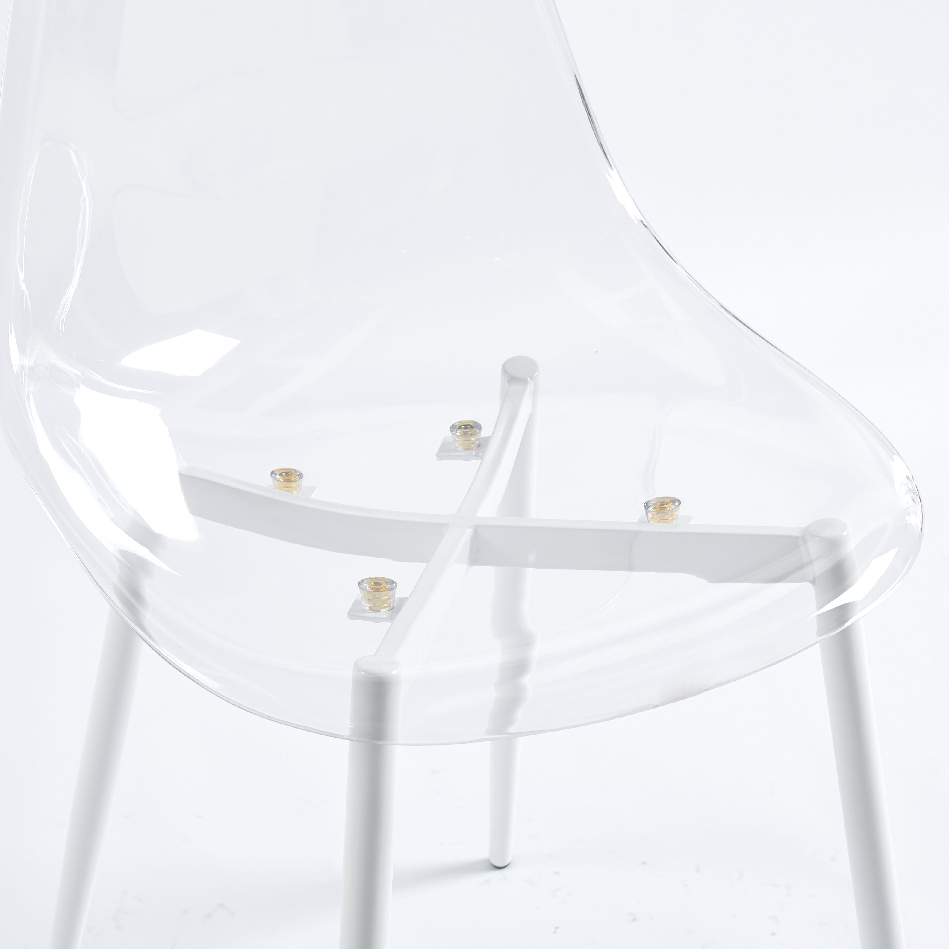 Clear Acrylic Accent Side Chairs w/ Metal Legs for Dining/Kitchen/Living Room