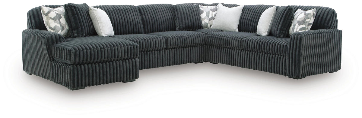 Midnight-Madness Sectional with Chaise - Gunmetal