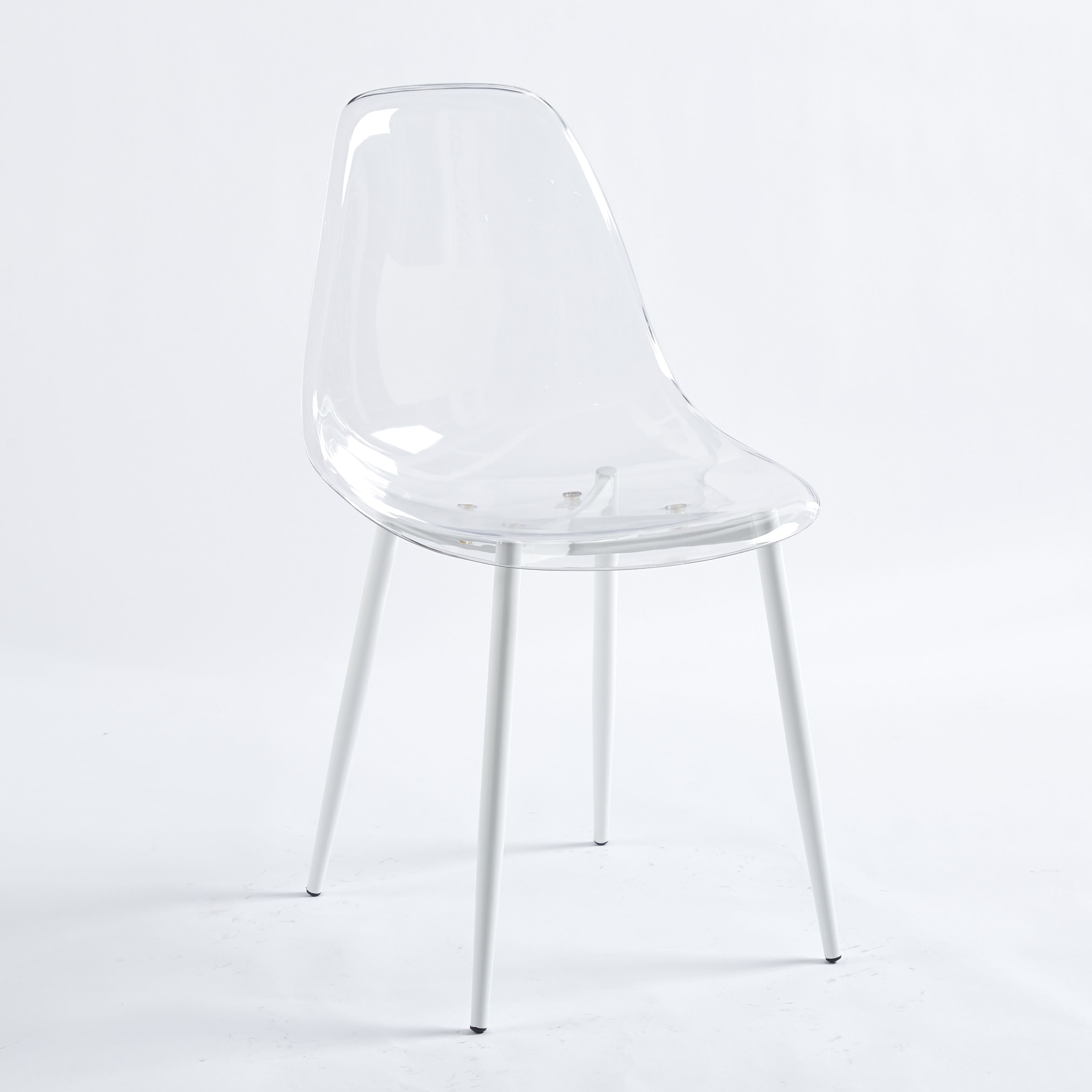 Clear Acrylic Accent Side Chairs w/ Metal Legs for Dining/Kitchen/Living Room