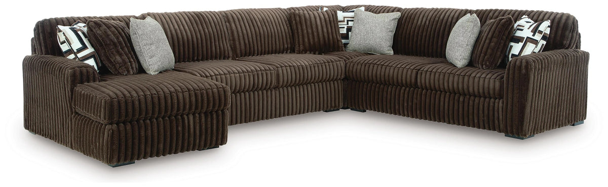 Midnight-Madness Sectional with Chaise - Chocolate