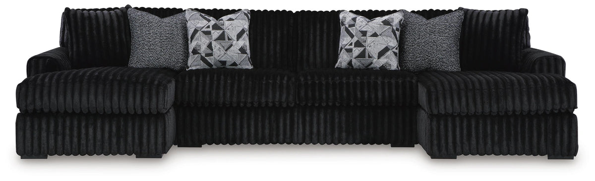 Midnight-Madness Sectional with Chaise - Onyx