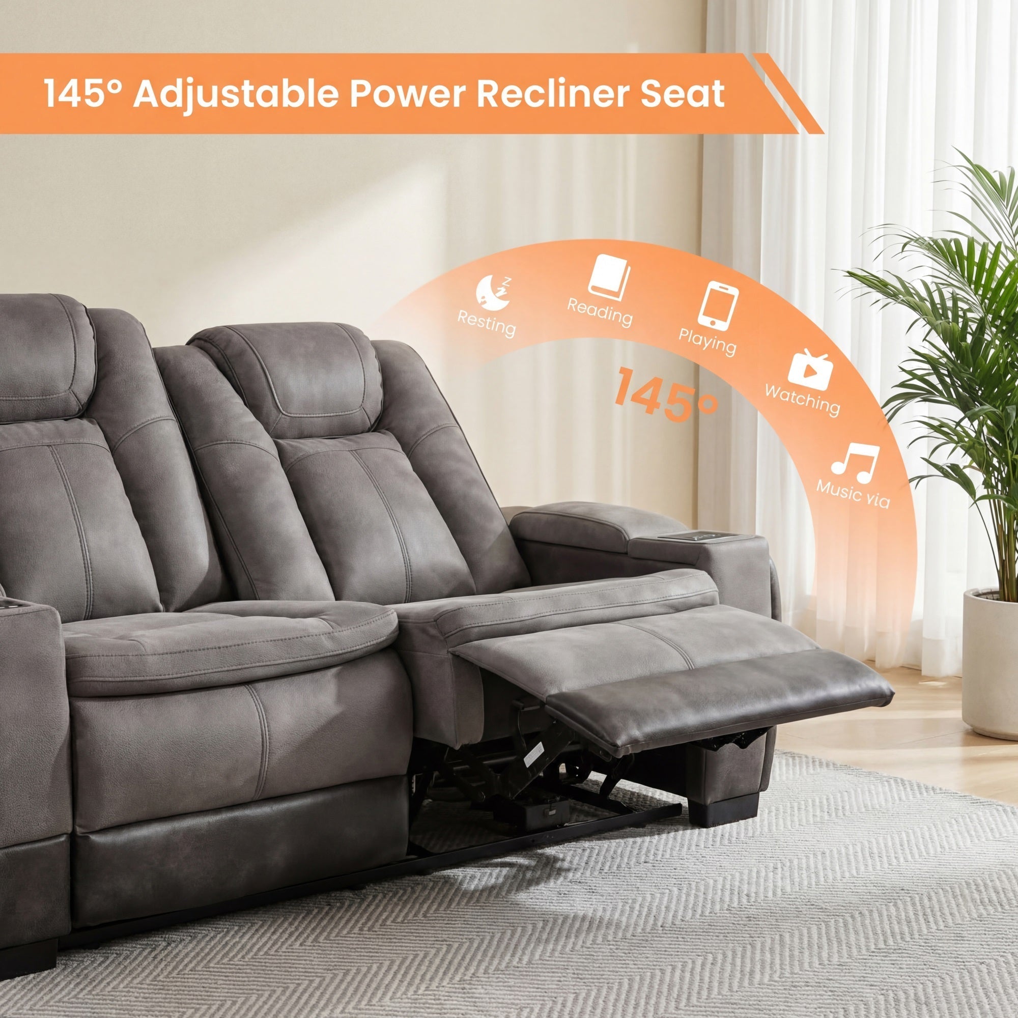 Charlie Modern Gray Power Recliner Loveseat