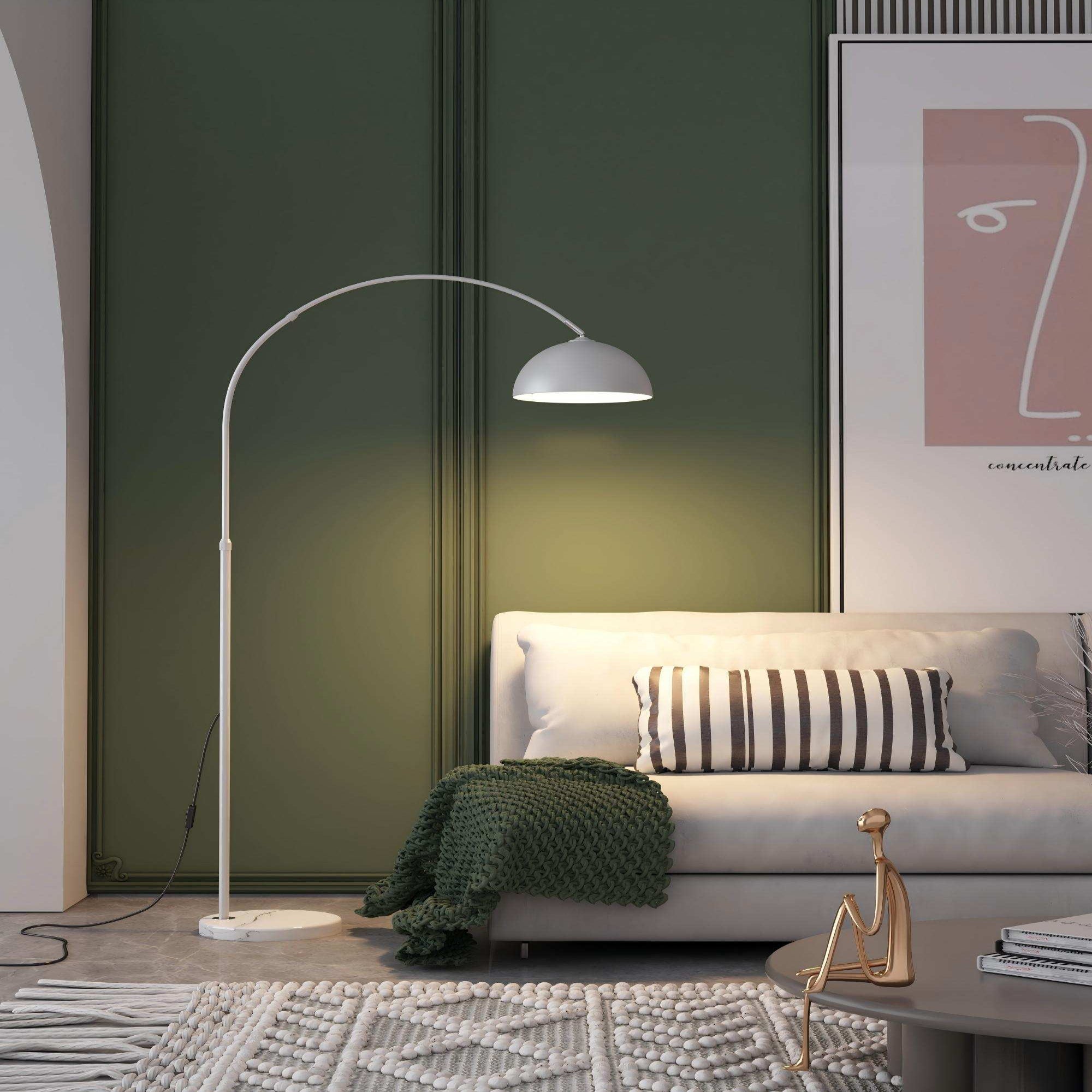 White Arc Floor Lamp: Soft-globe Nordic style for living rooms and bedrooms