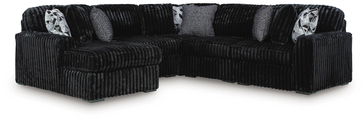 Midnight-Madness Sectional with Chaise - Onyx