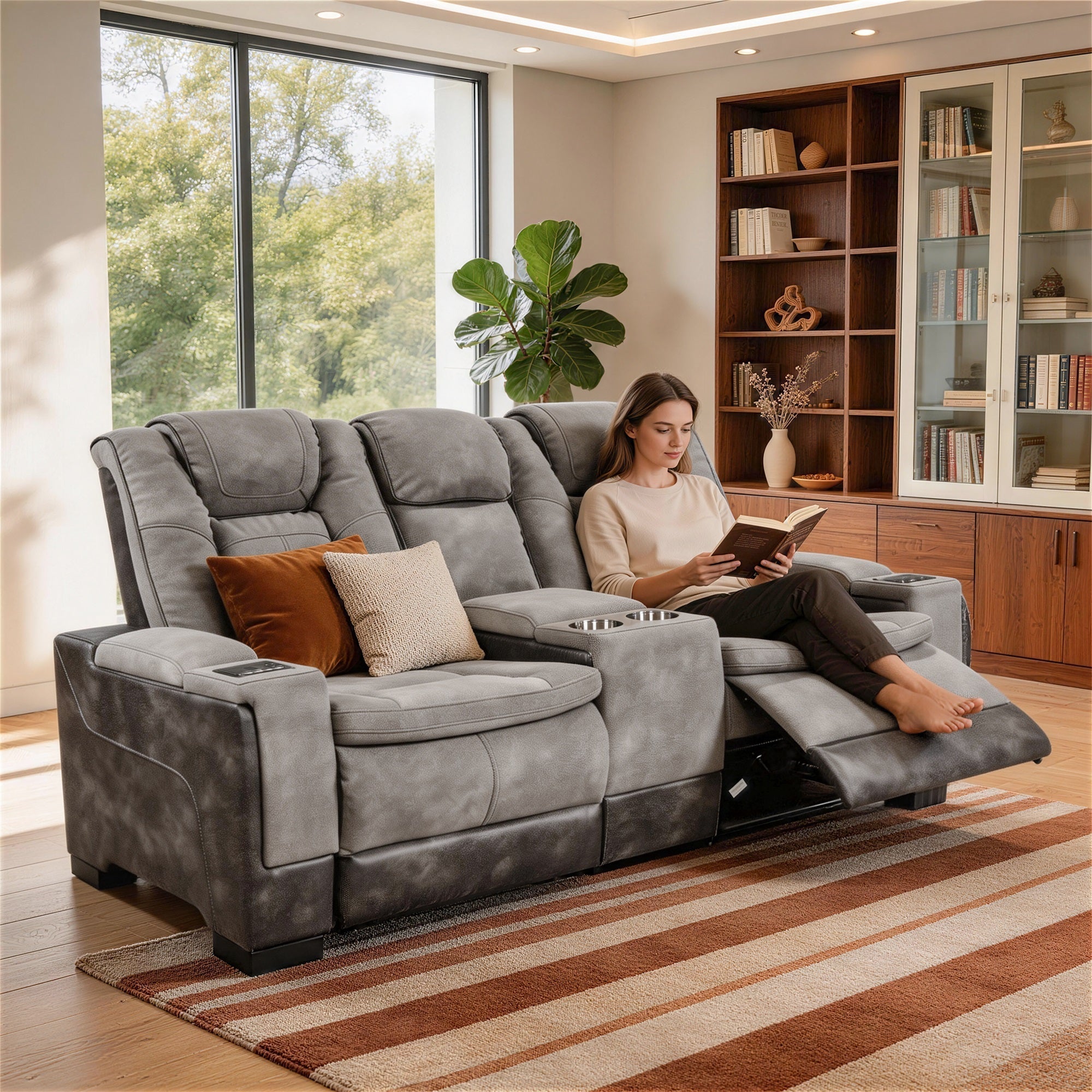 Charlie Modern Gray Power Recliner Loveseat