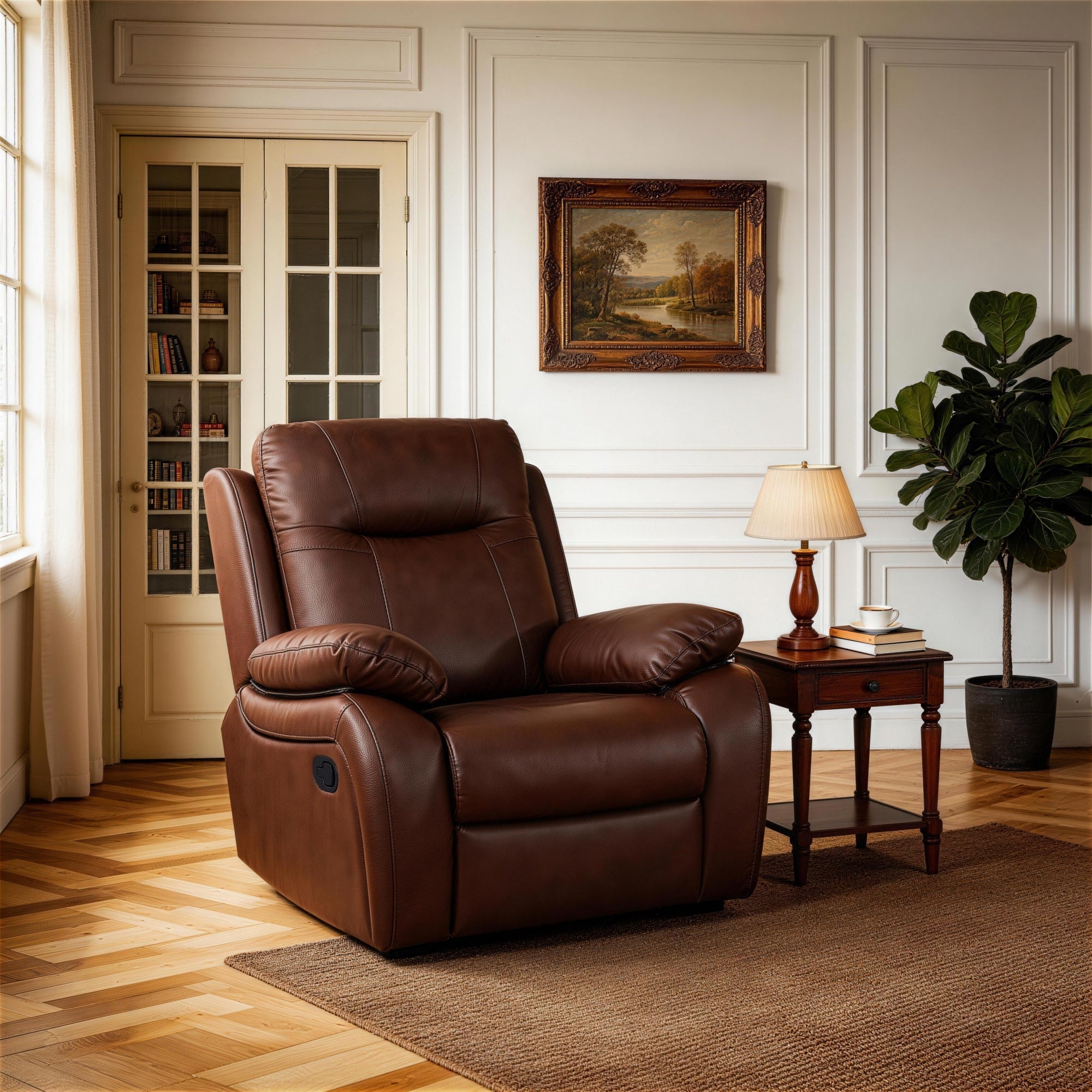 Evian Manual Recliner Chair is placed in the living room,being both beautiful and practical.