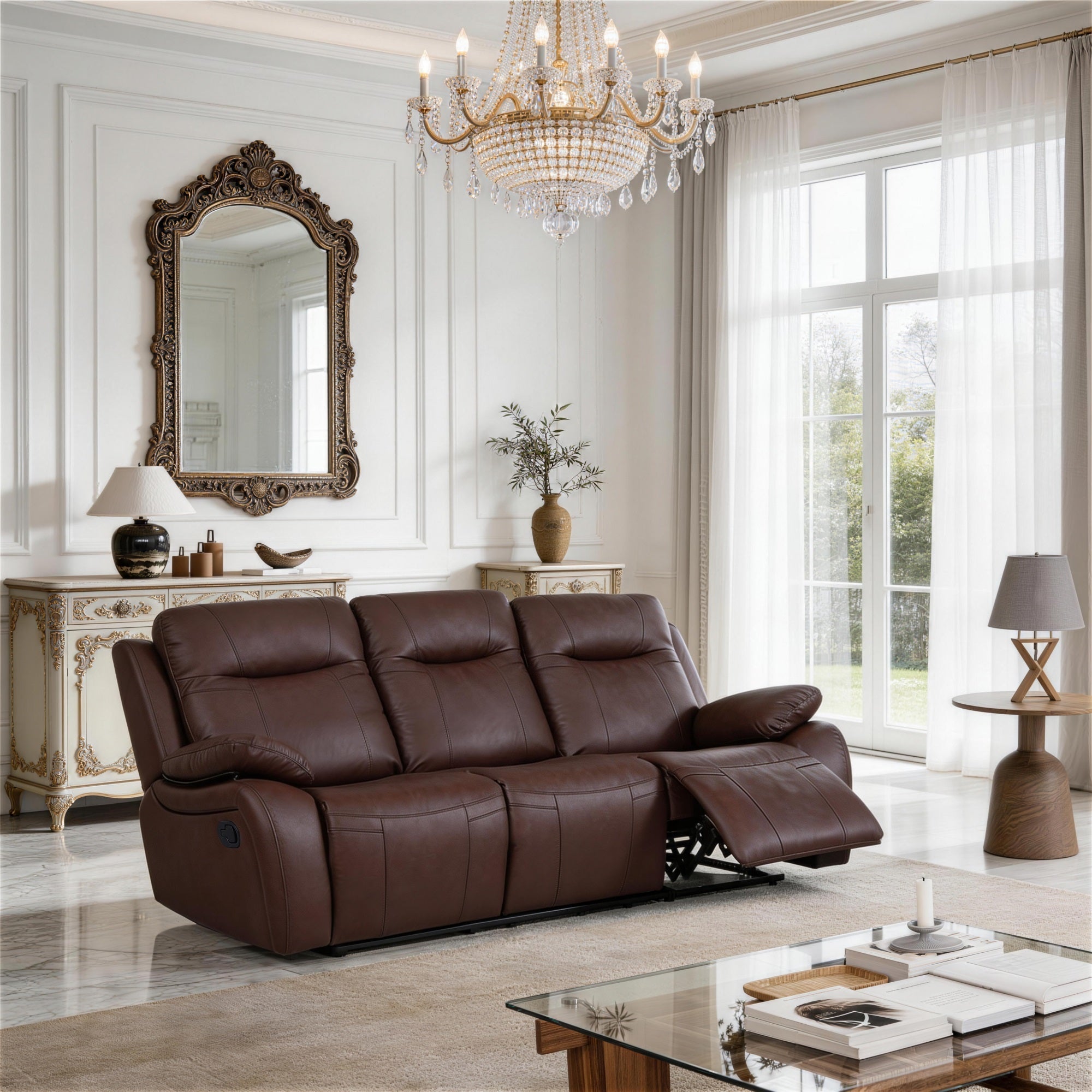 Evian Manual Recliner sofa is placed in the living room,being both beautiful and practical.
